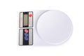 White Digital kitchen scale machine for weighing .clipping path Royalty Free Stock Photo