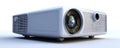 White Digital Projector With Glowing Lens On A White Background Royalty Free Stock Photo