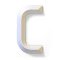 White dimensional font LETTER C 3D