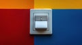 White dimmer switch on colorful wall. Royalty Free Stock Photo