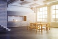 White brick dining room interior side toned Royalty Free Stock Photo