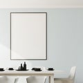 White dining room, vertical poster close up