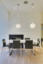 A white dining table in a modern house