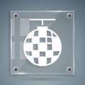 White Disco ball icon isolated on grey background. Square glass panels. Vector Royalty Free Stock Photo