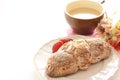 Homemade croissant o and latten dish Royalty Free Stock Photo