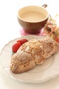Homemade croissant o and latten dish Royalty Free Stock Photo