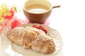 Homemade croissant o and latten dish Royalty Free Stock Photo