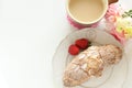 Homemade croissant o and latten dish Royalty Free Stock Photo