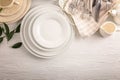 White dishes on table Royalty Free Stock Photo