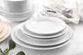 White dishes on table Royalty Free Stock Photo