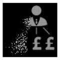 White Disintegrating Pixelated Halftone Businessman Pound Expenses Icon