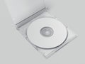 White disk with opened transparent package . 3d rendering