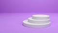 White disks lying on top of each other eccentrically in the form of a staircase. 3D render