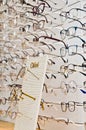 Selection of branded eyeglasses in an optician retail shop in Poland. Royalty Free Stock Photo