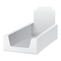White Display Holder Box POS POI Cardboard Blank Empty. Mockup, Mock Up, Template. Products Isolated.