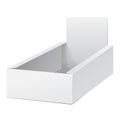 White Display Holder Box POS POI Cardboard Blank Empty. Products On White Background Isolated.