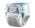 White disposable diaper with blue tabs and elastic bands on transparent background Royalty Free Stock Photo
