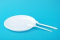 White disposable dishes, fork and spoon Royalty Free Stock Photo