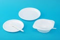 White disposable dishes, fork and spoon Royalty Free Stock Photo