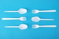 White disposable dishes, fork and spoon Royalty Free Stock Photo