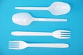 White disposable dishes, fork and spoon Royalty Free Stock Photo