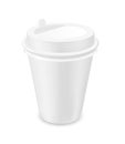 White disposable paper coffee cup