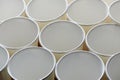 White disposable paper cups for coffee and tea.A lot. Royalty Free Stock Photo