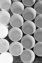 White disposable paper cups for coffee and tea.A lot. Royalty Free Stock Photo