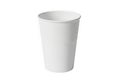 White disposable plastic cup with horizontal ridges isolated against a black background isolated on white background Royalty Free Stock Photo