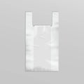 White Disposable Plastic Shopping Bag with Handles on Background