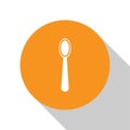 White Disposable plastic spoon icon isolated on white background. Orange circle button. Vector Illustration Royalty Free Stock Photo