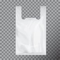 White Disposable T-Shirt Plastic Bag Package. Vector Illustration Isolated Transparent