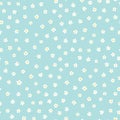 White ditsy flowers on blue seamless vector pattern. Floral background with small white flowers. Liberty style. Floral