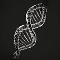 White DNA string on black background