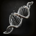 White DNA string on black background