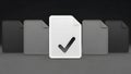 A white document with a checkmark standing out among gray folders on a dark background Royalty Free Stock Photo
