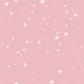 White doddle stars. Seamless fabric design pattern pink background