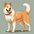 Colorful Cartoon Shiba Hiro Sato Dog On Light Green Background