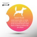 2018 a white dog with a bone for the new year for a background, banner, logo, emblem ... Royalty Free Stock Photo