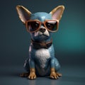 pedigree dog background pet yellow puppy animal cute chihuahua glasses portrait. Generative AI.