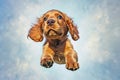 dog purebred animal doggy jump fleas fly background cute white pet. Generative AI.