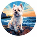 Vibrant West Highland Terrier In Tonalism Style At North Beach