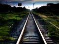 White Dog Walking on The Railway Tracks Royalty Free Stock Photo