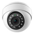 White Dome Security Camera with Green Indicator Light and LE Ds on White Background dome camera Royalty Free Stock Photo