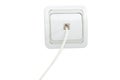 White domestic telephone socket with connected corresponding tel