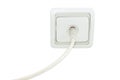 White domestic TV aerial socket with connected corresponding coa Royalty Free Stock Photo