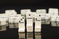 White dominoes showing leader or winner Royalty Free Stock Photo