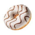 White donut with brown strips isolated on white