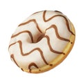 White donut with brown strips isolated on white