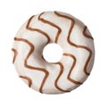 White donut with brown strips isolated on white